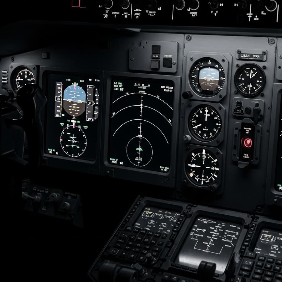 Cockpit instrument panel in low light